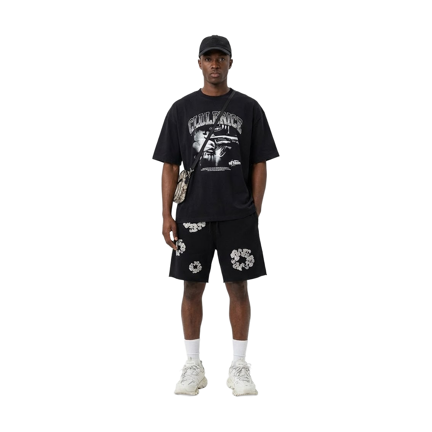 Denim Tears Cashmere SWAROVSKI Cotton Wreath Shorts Black (FW24)