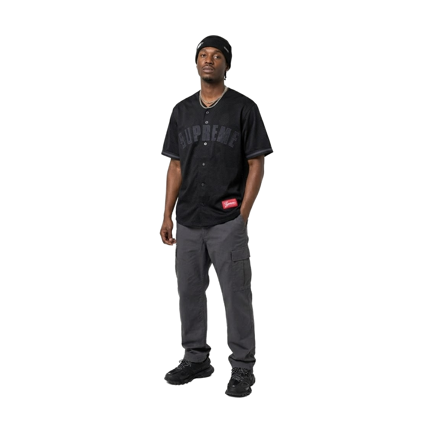 Supreme Ultrasuede Mesh Baseball Jersey Black (SS24) – STEALPLUG KL Supreme Ultrasuede Mesh Baseball Jersey Black (SS24) – STEALPLUG KL