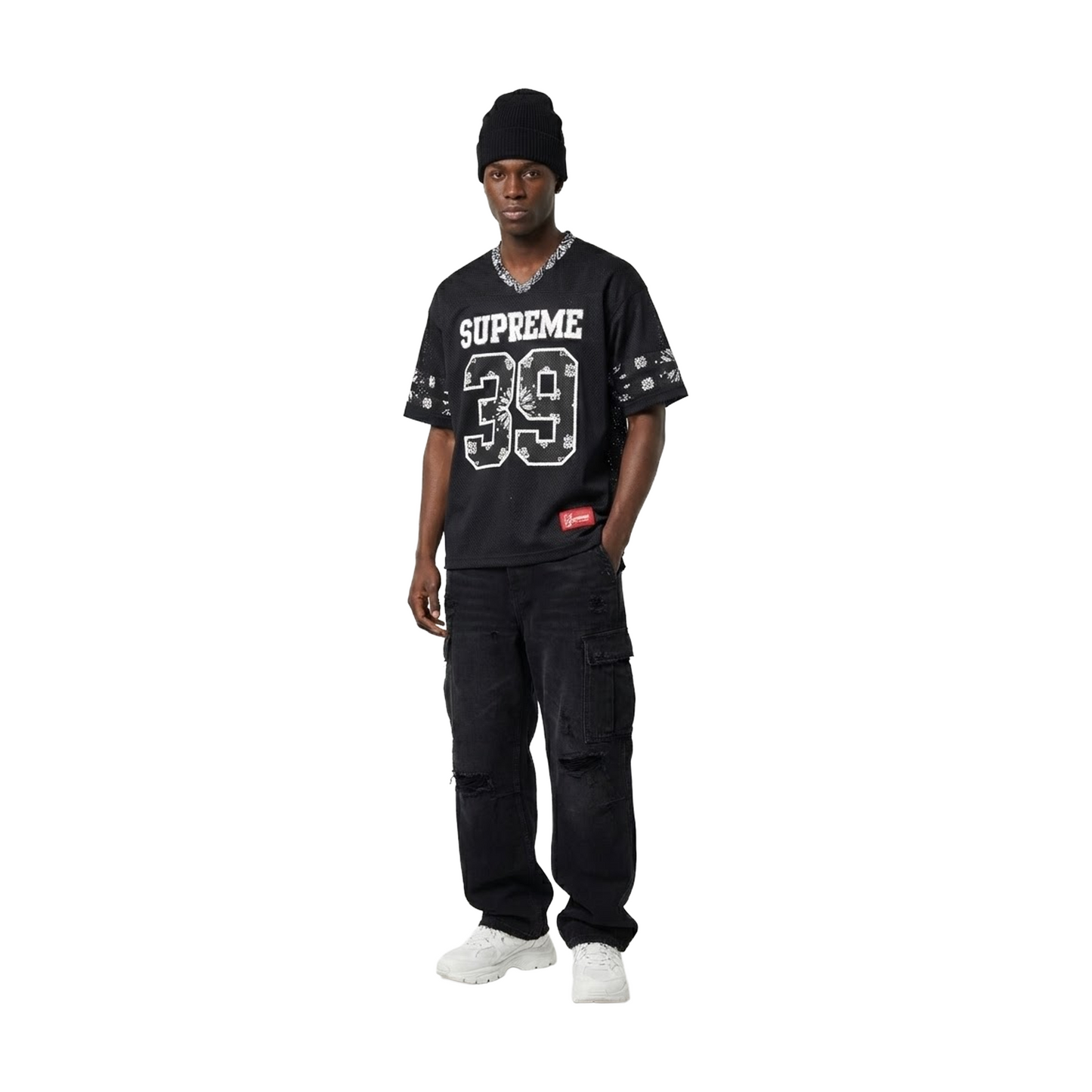 Supreme Bandana Football Jersey Black (SS25) – STEALPLUG KL Supreme Bandana Football Jersey Black (SS25) – STEALPLUG KL