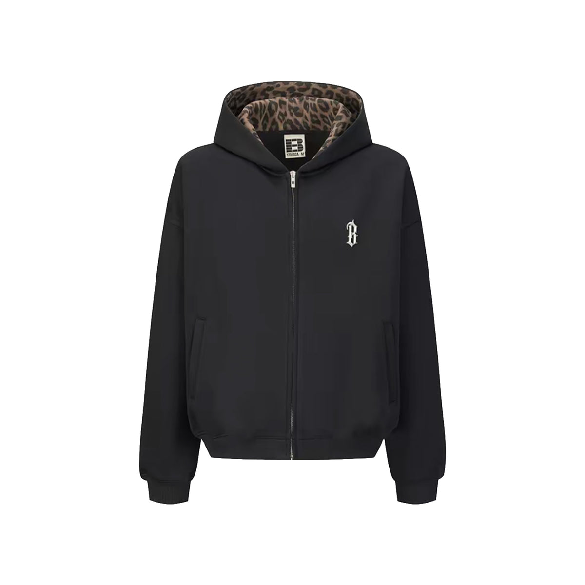 BONELESS Leopard Print Zip-Up Hoodie Black (SS26)