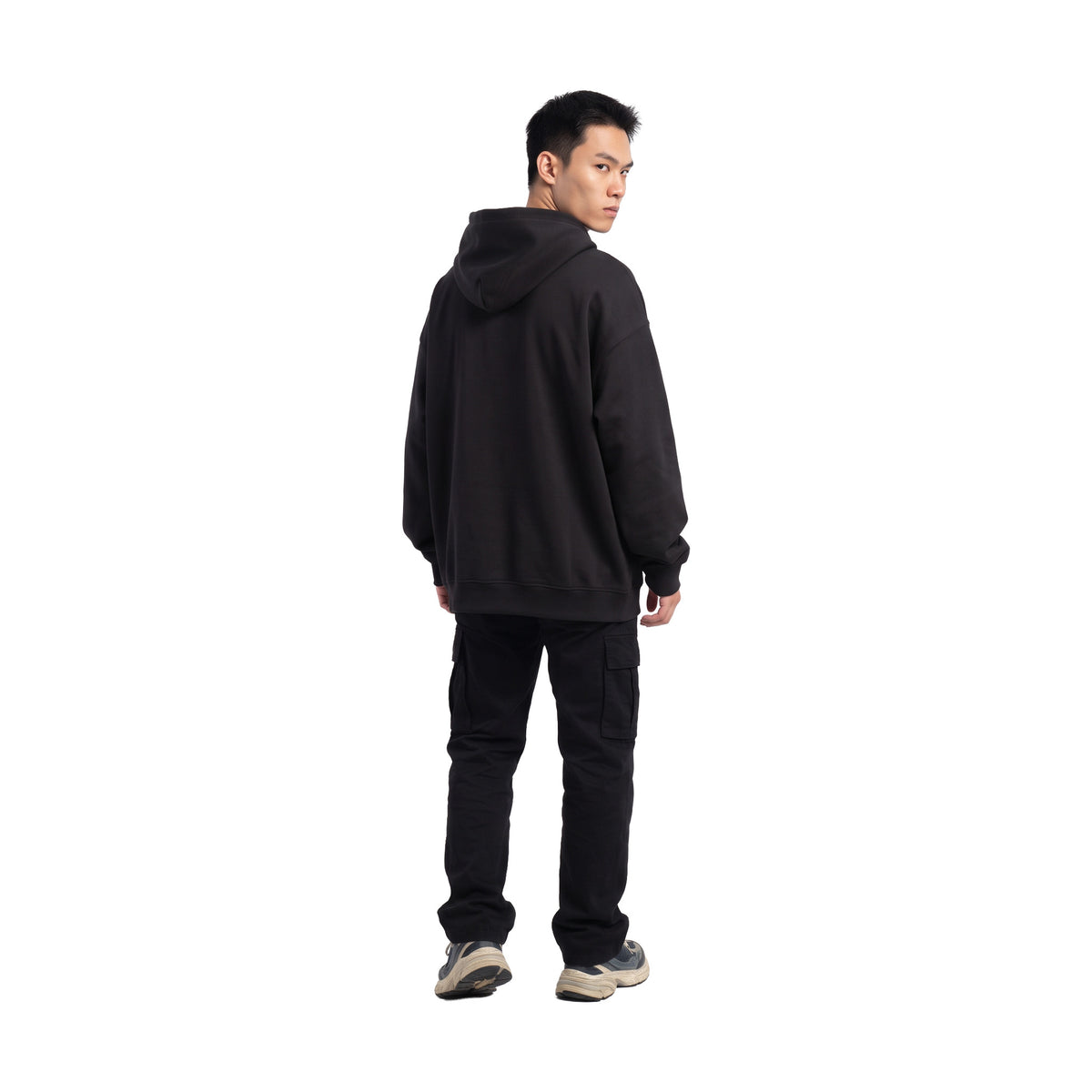 BONELESS Hollow Sequin Embroidered Gothic B Zip-Up Hoodie Black (FW25)