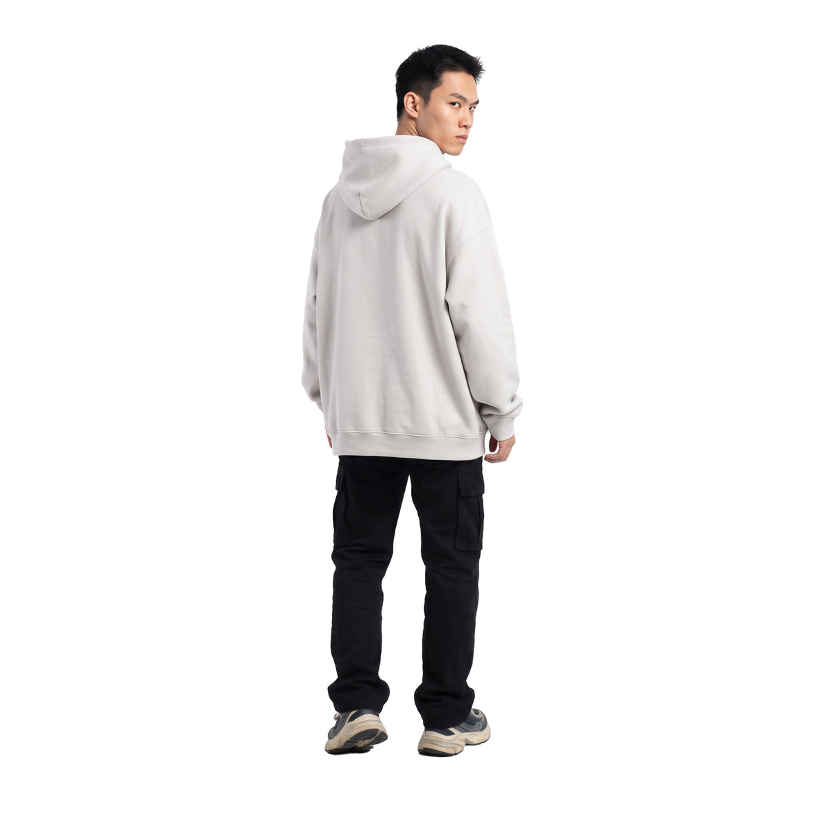 BONELESS Hollow Sequin Embroidered Gothic B Zip-Up Hoodie Slate Grey (FW25)