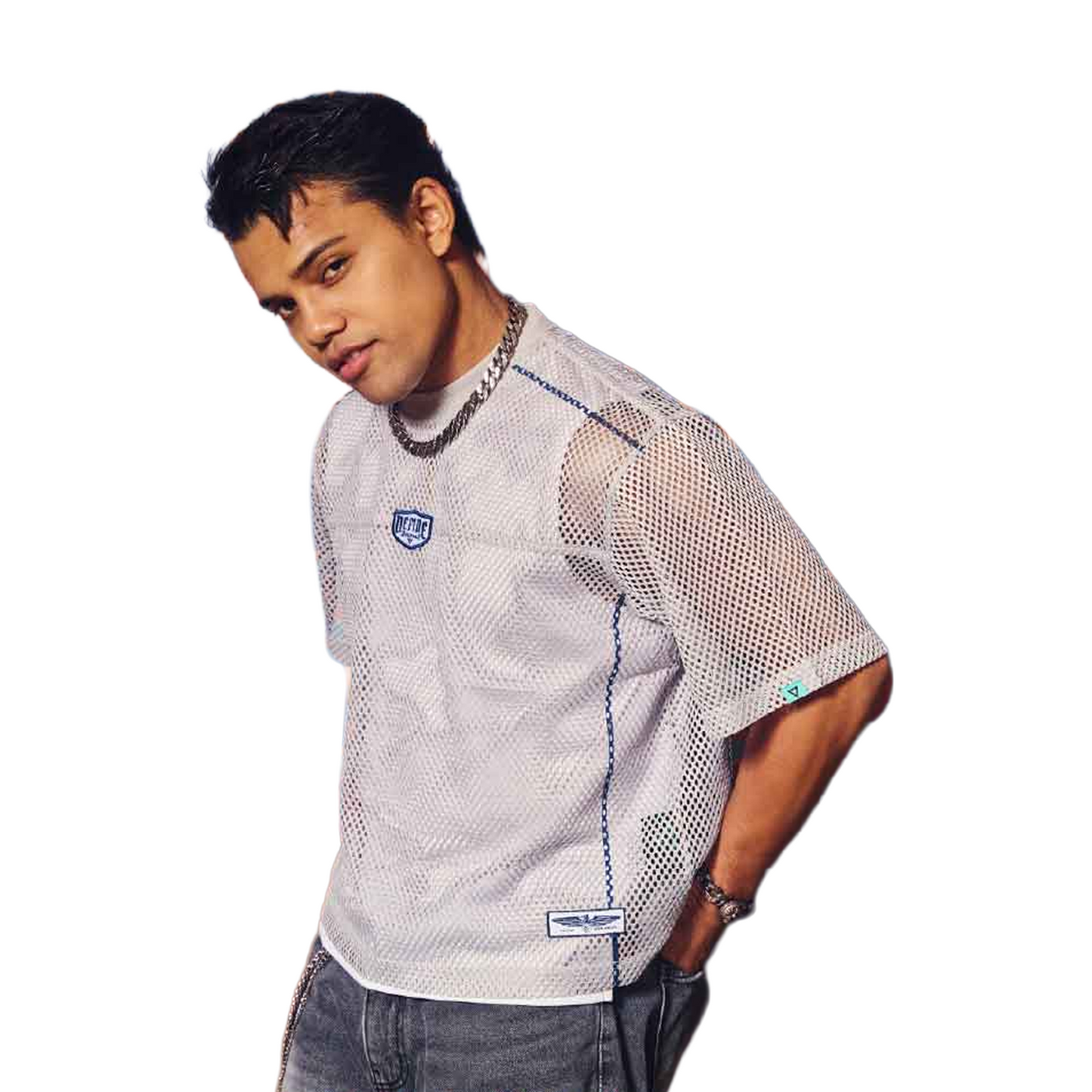 EGLAF R//W Mesh Boxy Tee Light Grey (FW25)