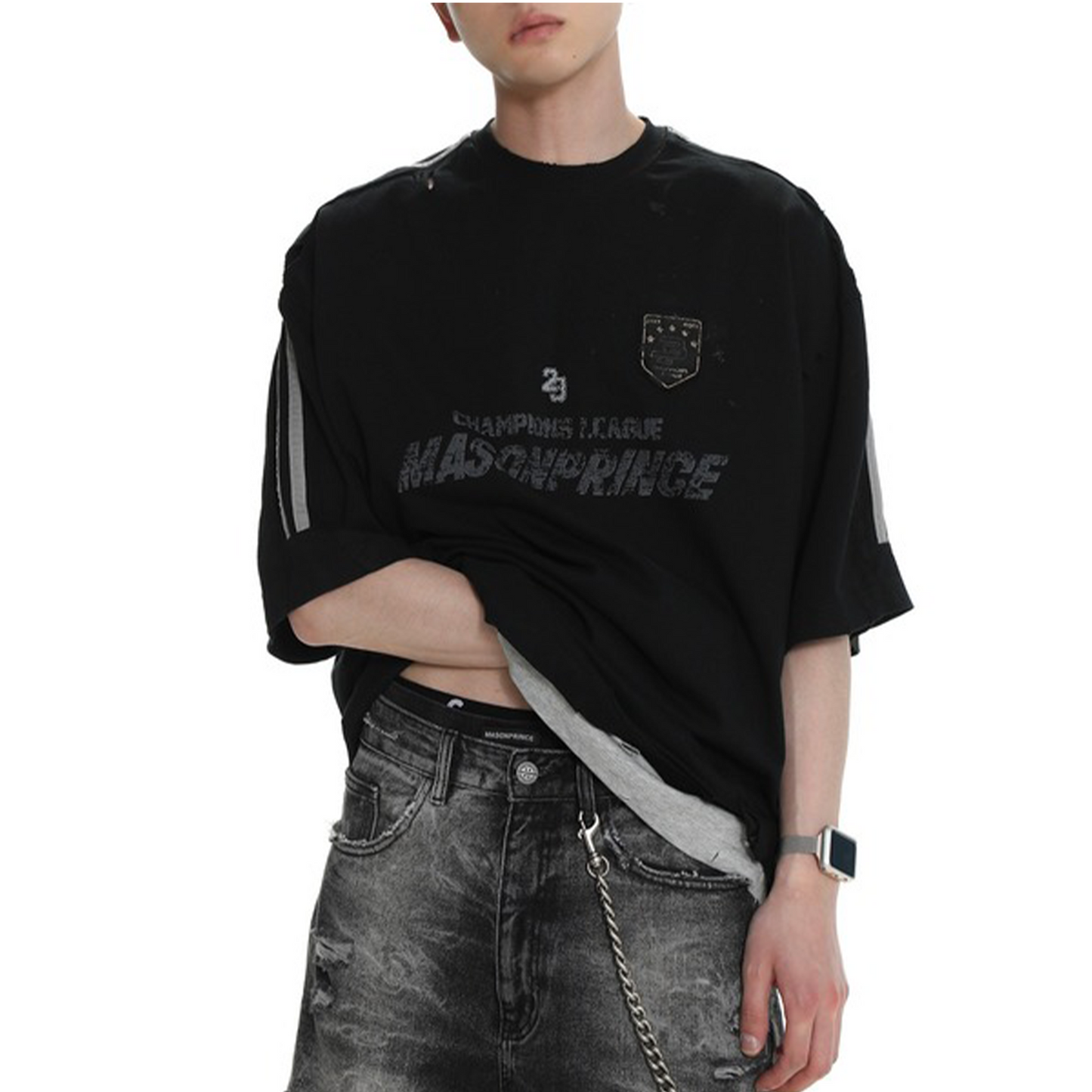 MASONPRINCE Stripe Champion League Tee Black (SS24)