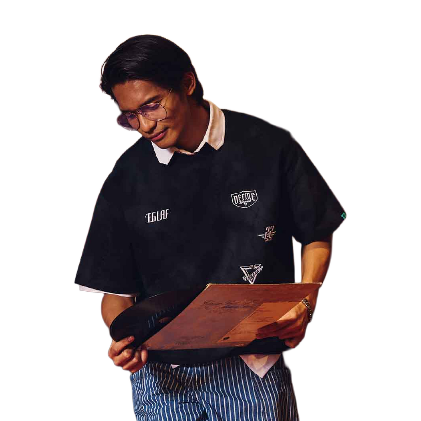 EGLAF R//W Badges Boxy Tee Black (FW25)