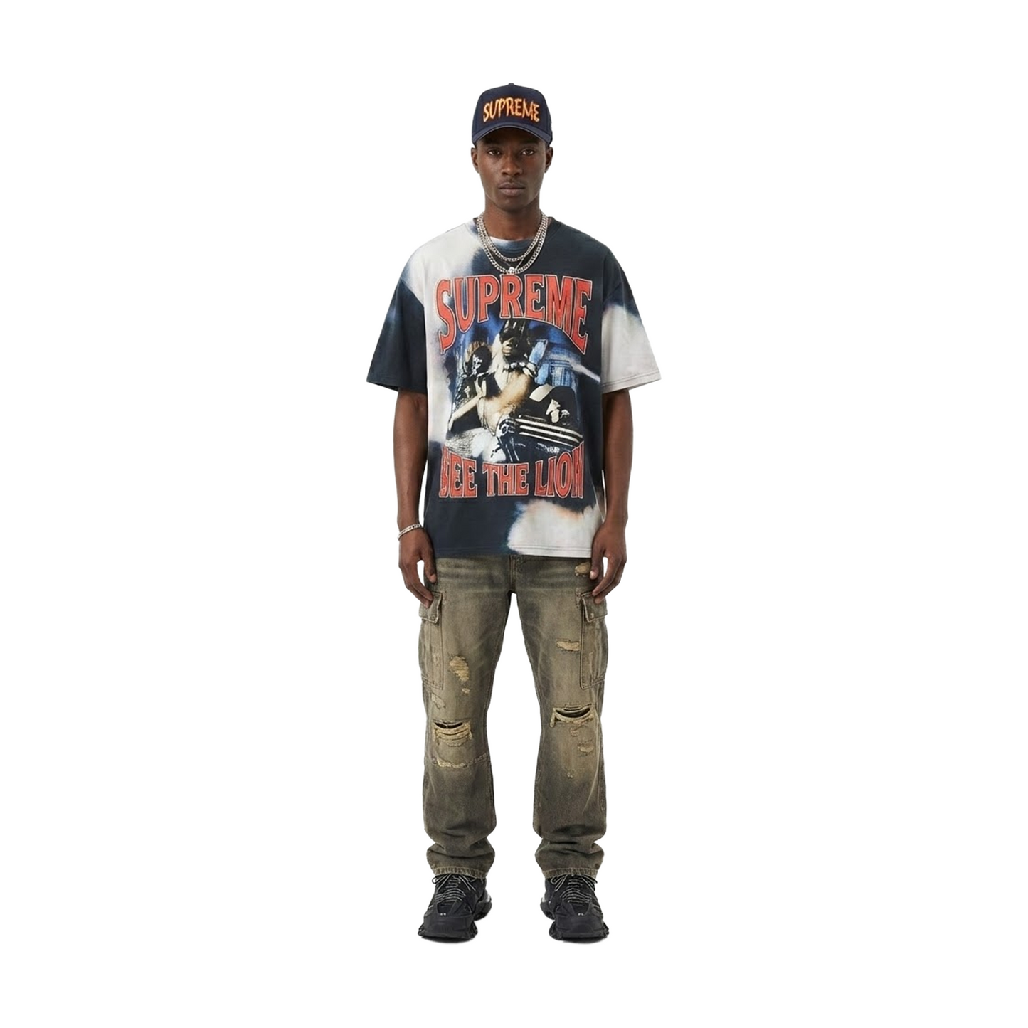 Supreme Sharp Spellout Adjustable New Era Cap Navy (FW25)