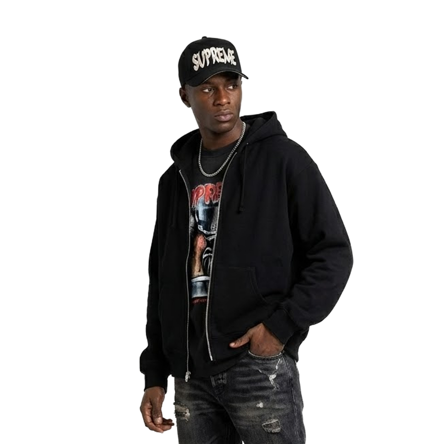 Supreme Sharp Spellout Adjustable New Era Cap Black (FW25)