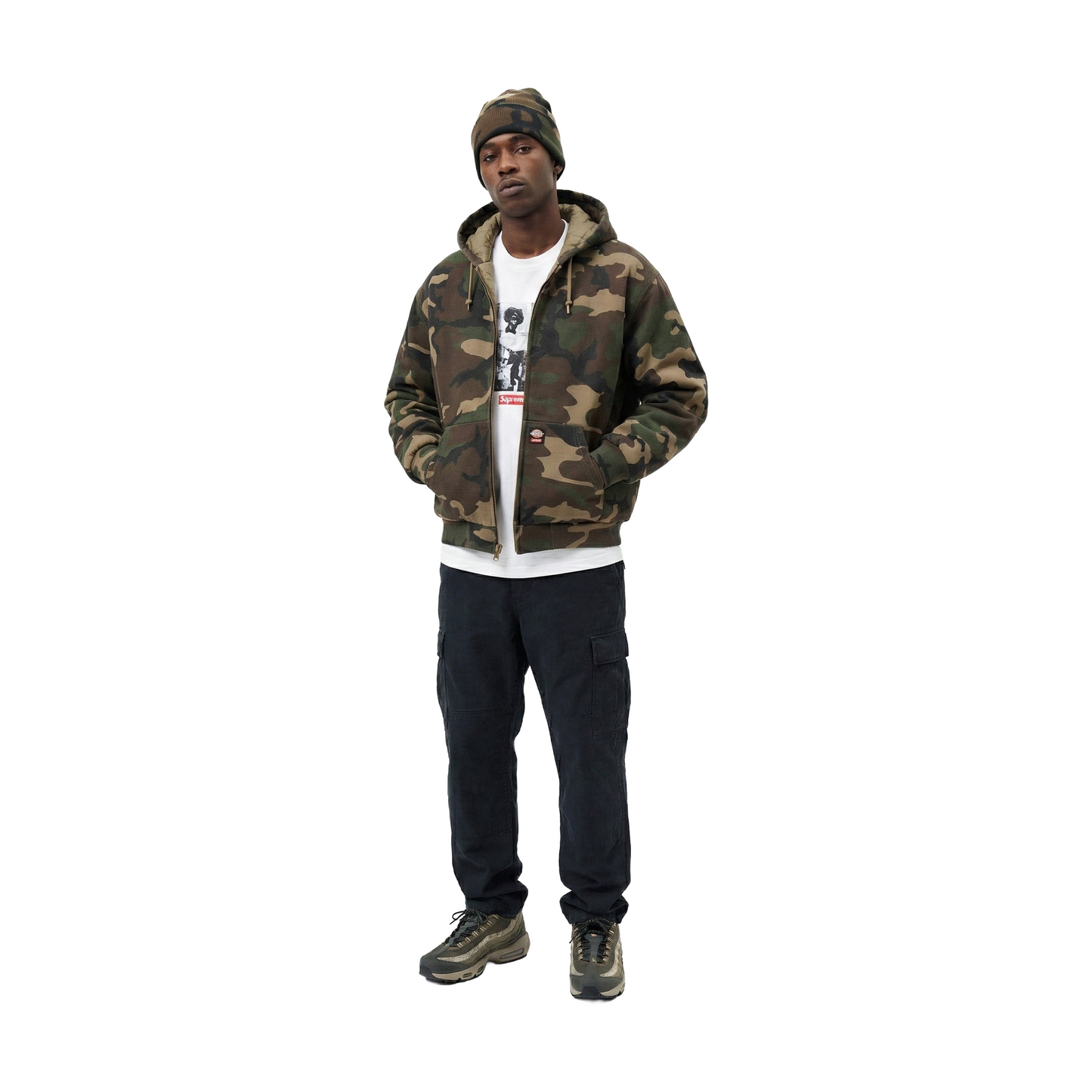 Supreme Dickies Quilted Lined Zip Up Hoodie Woodland Camo (FW25)