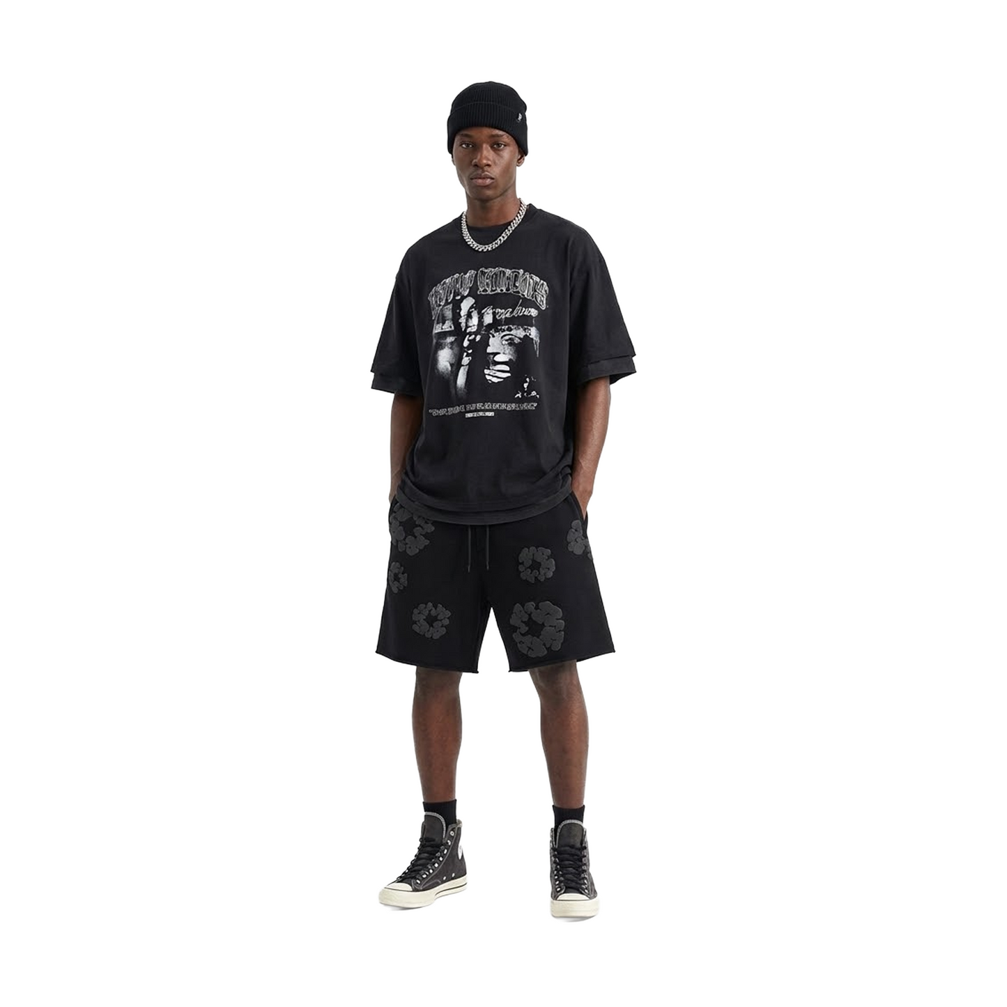 Denim Tears The Cotton Wreath Shorts Black Monochrome (SS24)