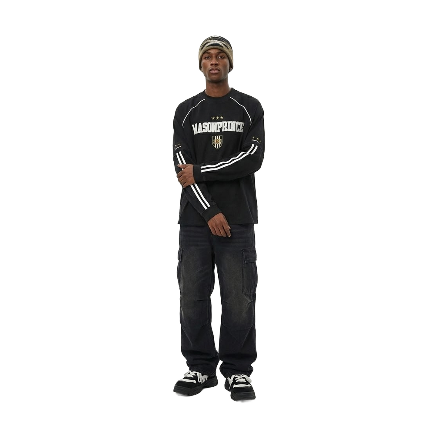 MASONPRINCE 8 Badge Long Sleeve Tee Black (SS25)