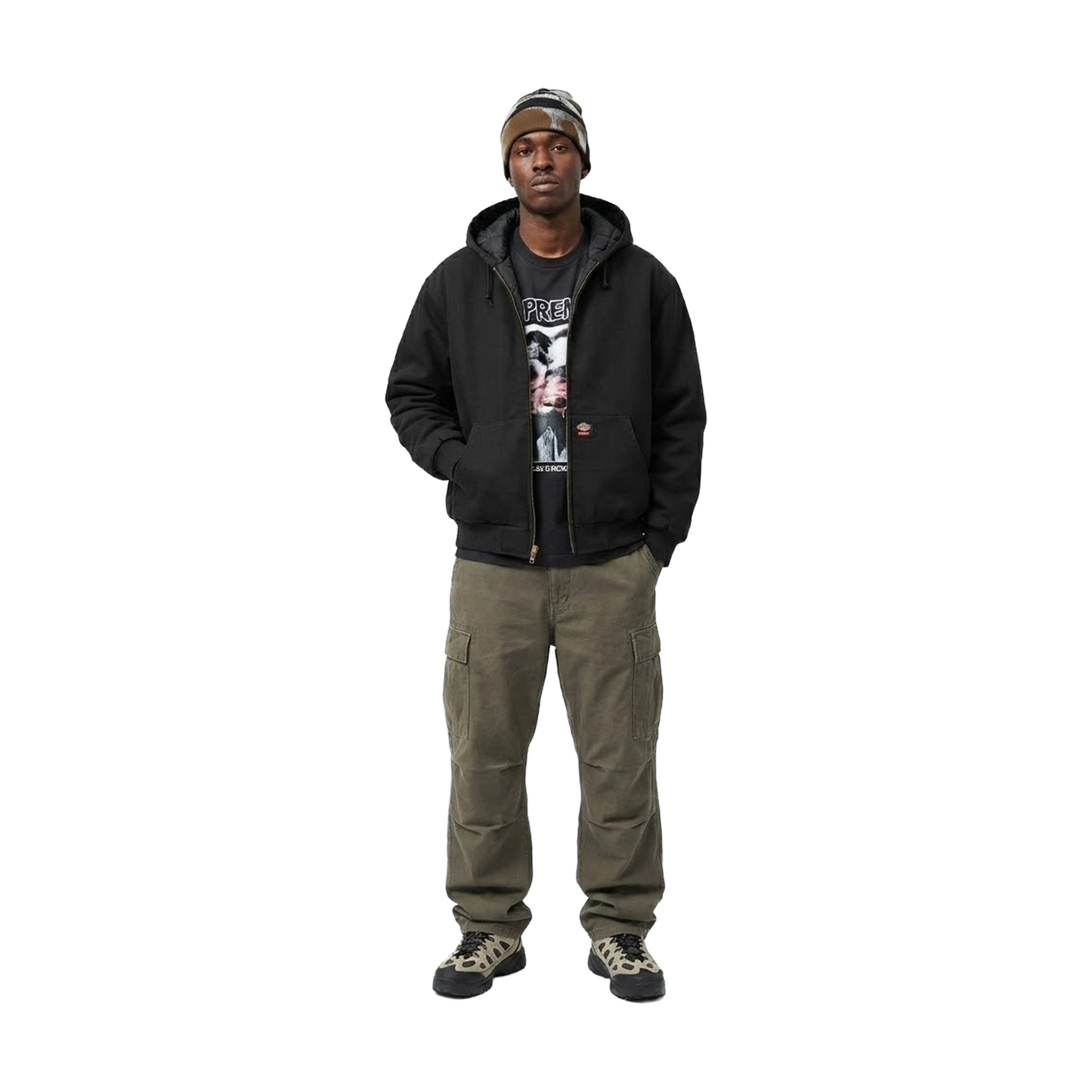 Supreme Dickies Quilted Lined Zip Up Hoodie Black (FW25)