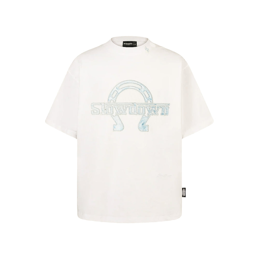 SLOWDOWN Equine Shoe Tee White (SS26) - Secret Edition