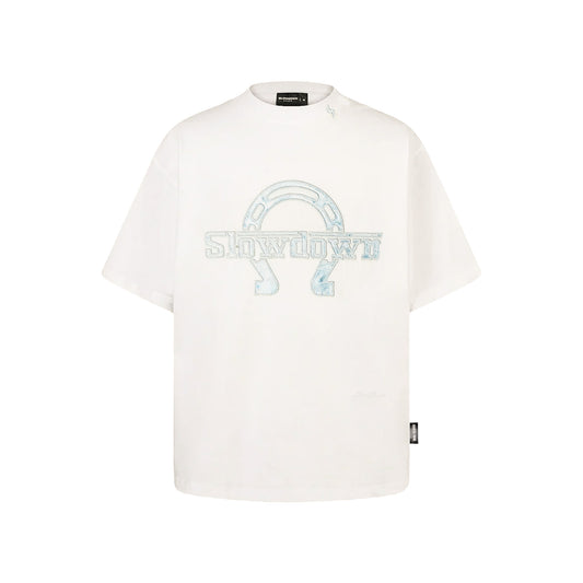 SLOWDOWN Equine Shoe Tee White (SS26) - Secret Edition