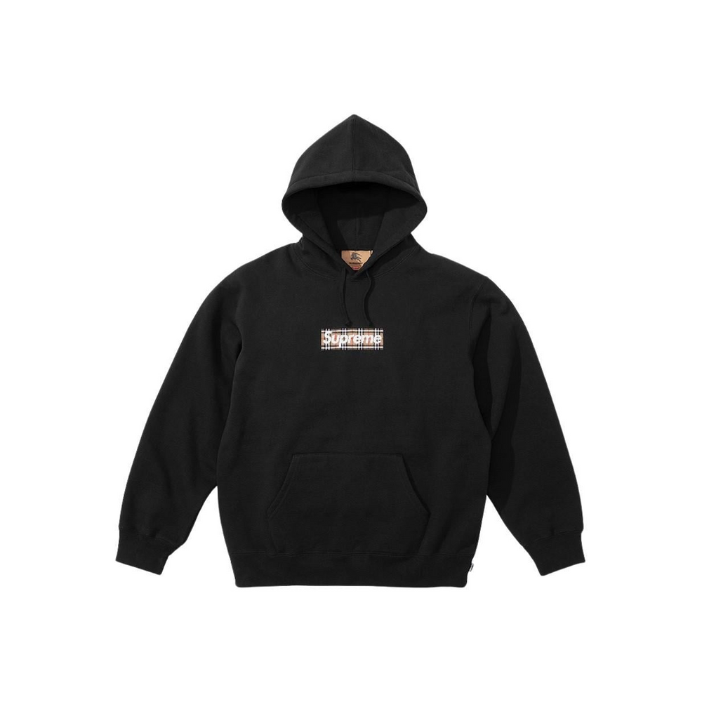 Supreme x Burberry Box Logo Hoodie Sweatshirt Black (SS22)