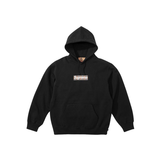 Supreme x Burberry Box Logo Hoodie Sweatshirt Black (SS22)