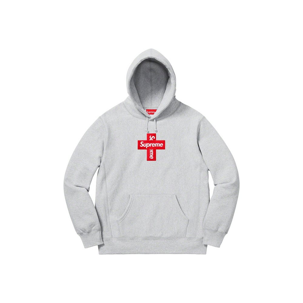 Supreme Cross Box Logo Hoodie Sweatshirt Heather Grey (FW20)
