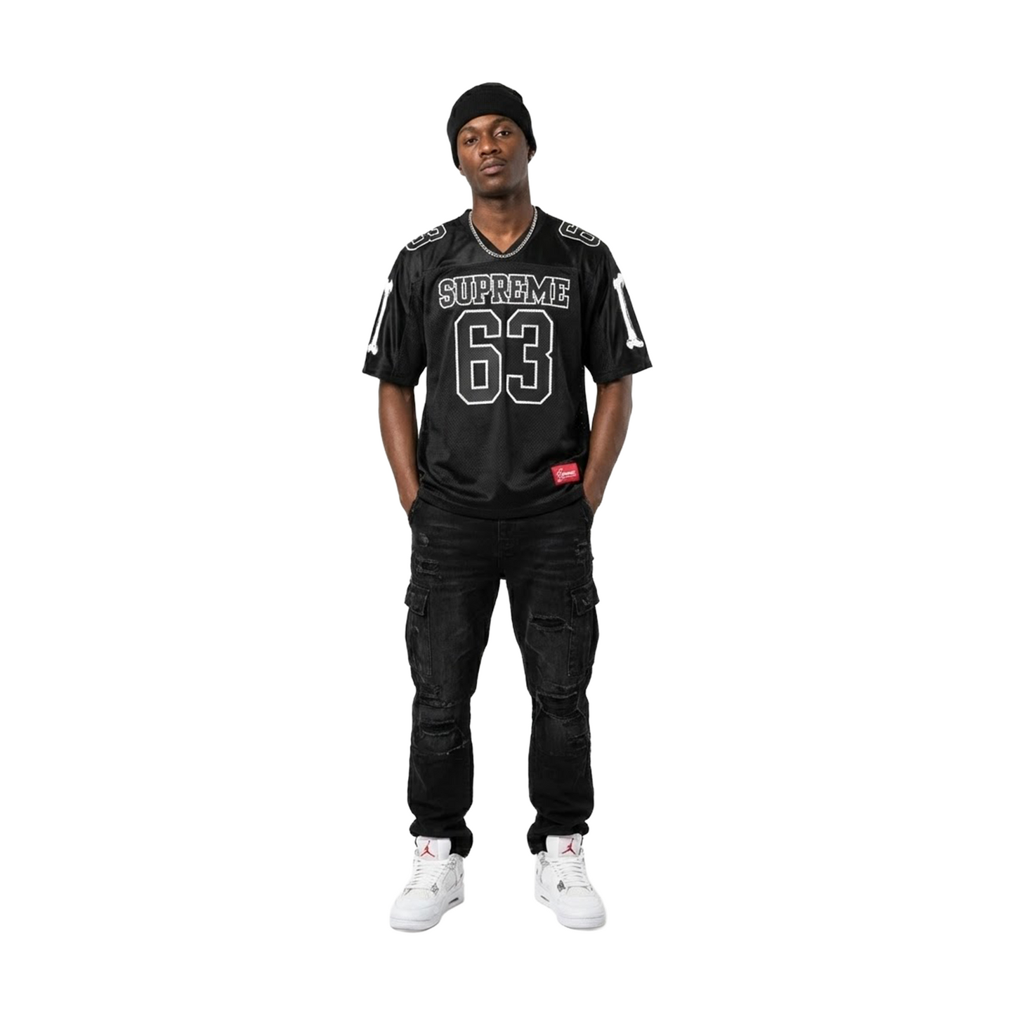 Supreme Bones Football Jersey Black (FW25) – STEALPLUG KL Supreme Bones Football Jersey Black (FW25) – STEALPLUG KL