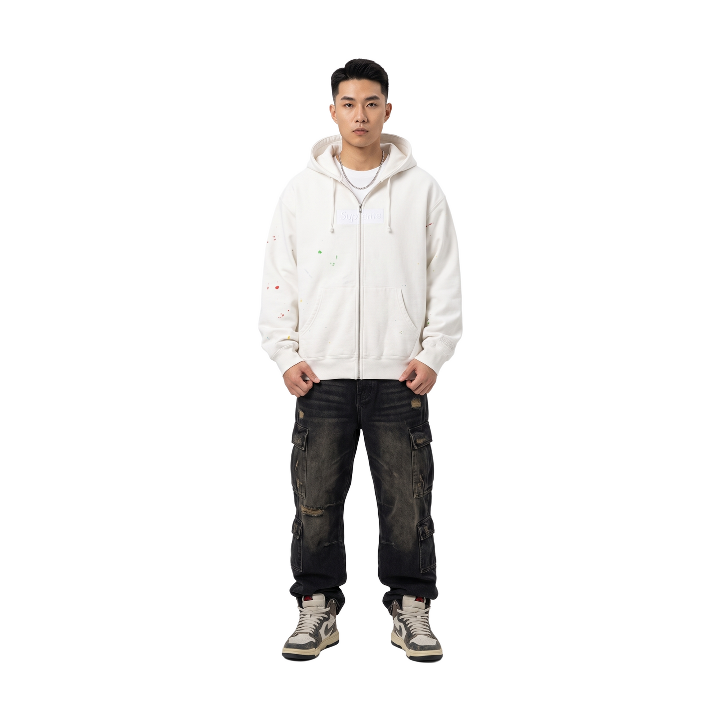 Supreme® / MM6 Maison Margiela Box Logo Zip Up Hoodie White (SS26