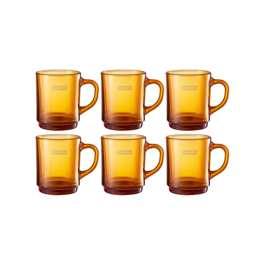 Supreme Duralex Glass Mugs Set of 6 Amber (SS23)