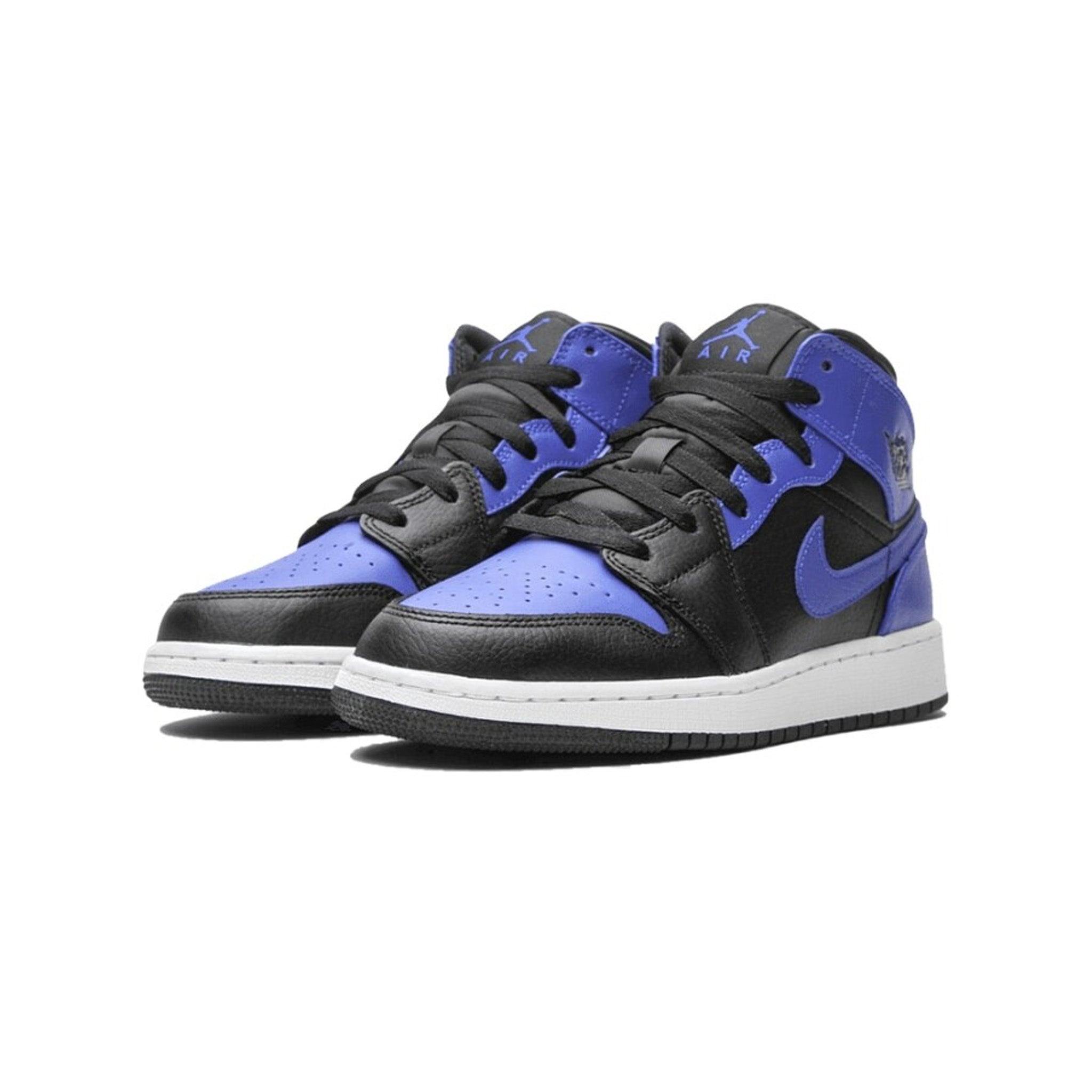 Grade school air jordan 1 outlet mid (black hyper royal white)