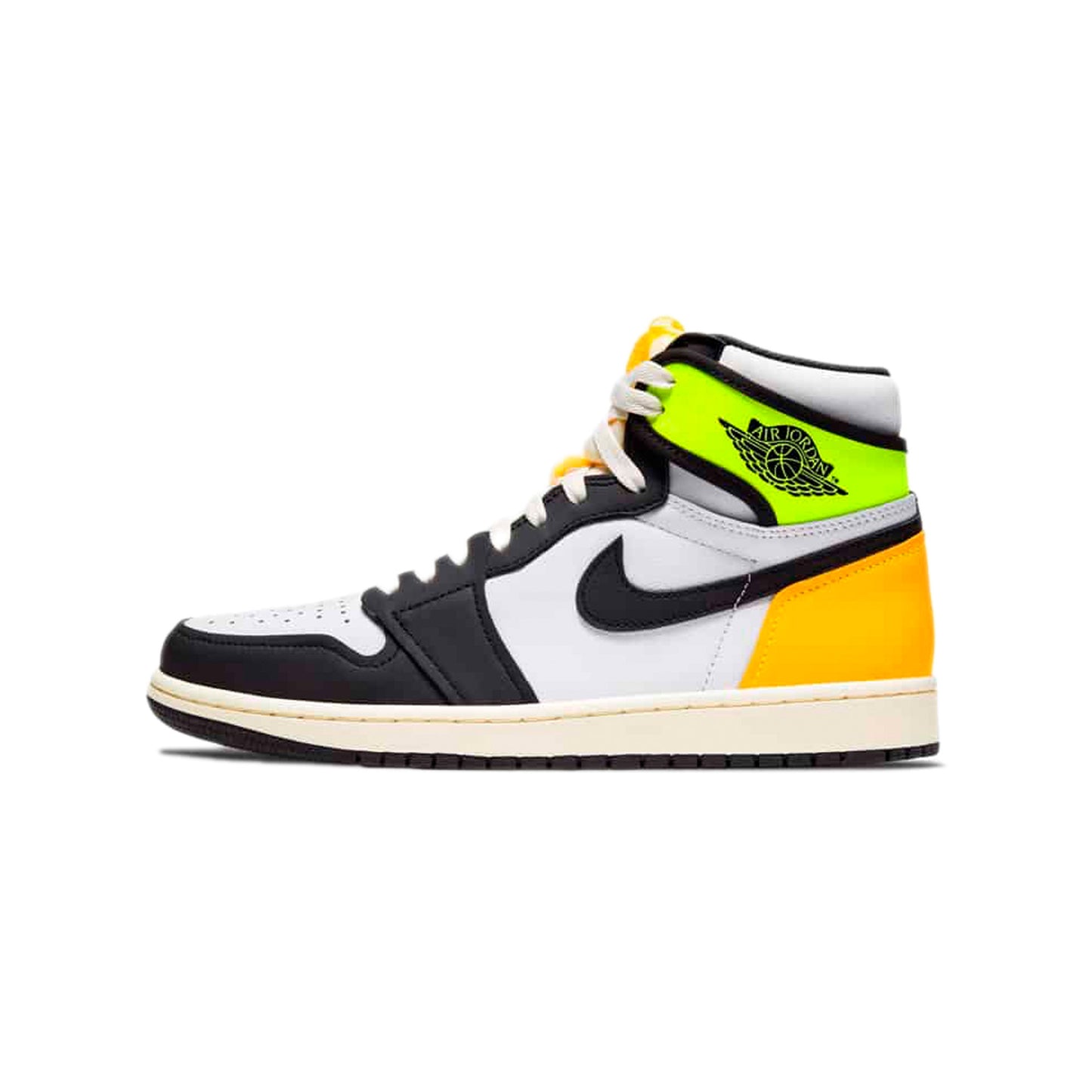 Jordan 1 Retro High White Black Volt University Gold