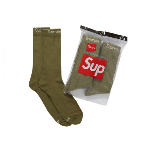 Supreme x Hanes Crew Socks 4 Pack Olive (SS22)