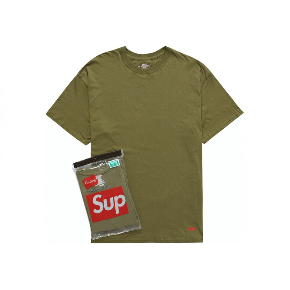 Supreme x Hanes Tagless Tees 2 Pack Olive (SS22)